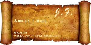 Jamrik Fanni névjegykártya